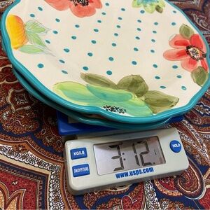 2 Pioneer Woman VINTAGE BLOOM Dinner Plates Turquoise Floral 10-3/4" (PW01) EUC
